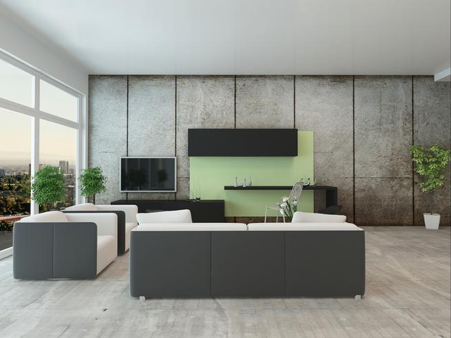 Ściany w salonie - styl minimalistyczny